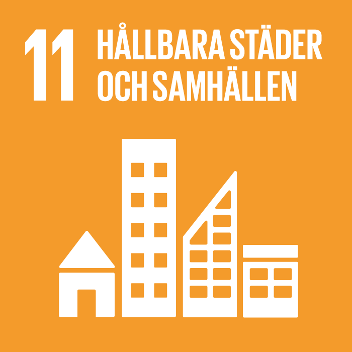 Symbol f&ouml;r m&aring;l nummer 11 h&aring;llbara st&auml;der och samh&auml;llen i Agenda2030 